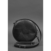 Шкіряна кругла жіноча сумка Бон-Бон Krast чорна
