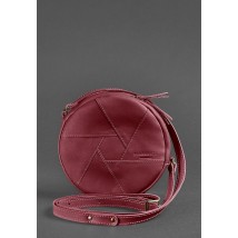 Leather round women's bag Bon-Bon, burgundy