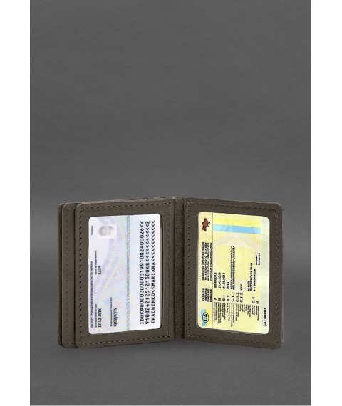Кожаная обложка для водительского удостоверения, ID и пластиковых карт 2.1 темно-бежевый