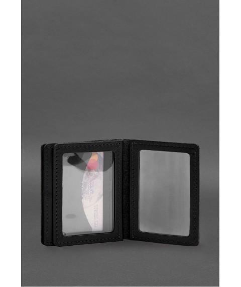 Шкіряна обкладинка для посвідчення водія, ID і пластикових карток 2.1 чорна