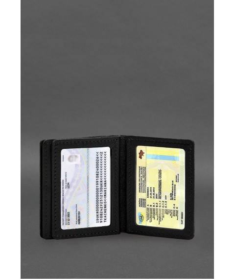 Кожаная обложка для водительского удостоверения, ID и пластиковых карт 2.1 черная