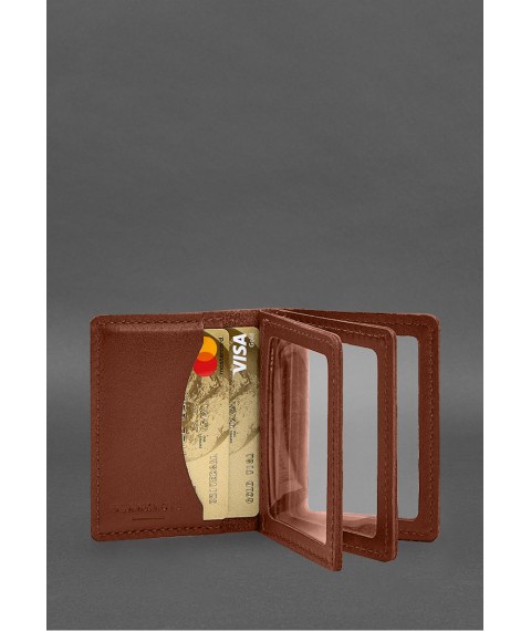 Leather cover for driver's license, ID and plastic cards 2.1 light brown