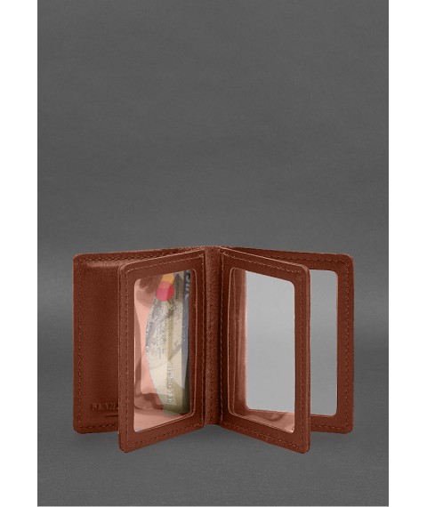 Leather cover for driver's license, ID and plastic cards 2.1 light brown