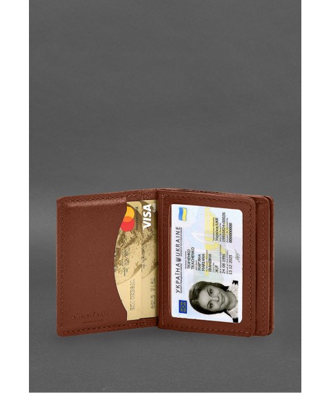 Leather cover for driver's license, ID and plastic cards 2.1 light brown