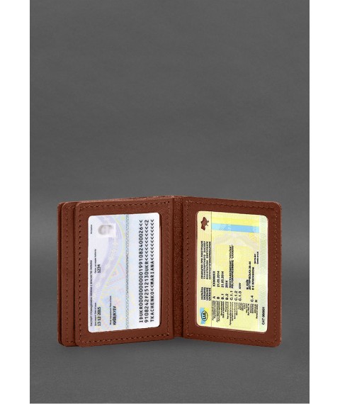 Leather cover for driver's license, ID and plastic cards 2.1 light brown
