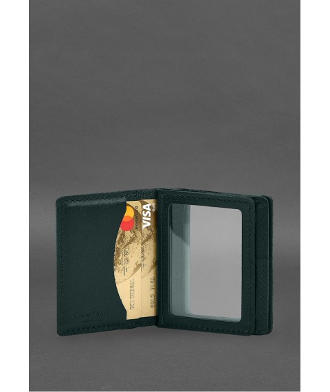 Leather cover for driver's license, ID and plastic cards 2.1 green