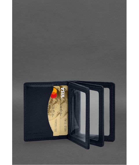 Leather cover for driver's license, ID and plastic cards 2.1 blue