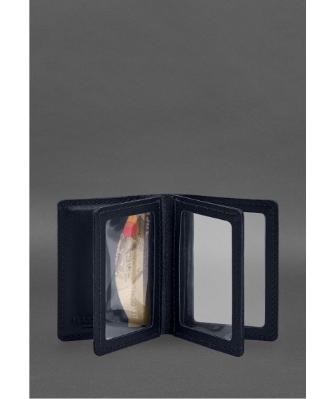 Leather cover for driver's license, ID and plastic cards 2.1 blue