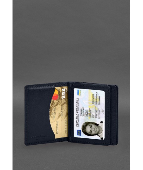 Leather cover for driver's license, ID and plastic cards 2.1 blue