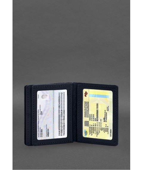 Leather cover for driver's license, ID and plastic cards 2.1 blue