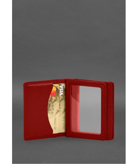 Leather cover for driver's license, ID and plastic cards 2.1 red