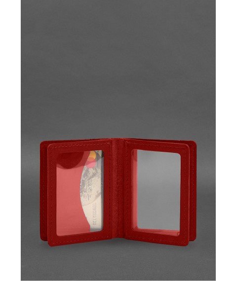 Leather cover for driver's license, ID and plastic cards 2.1 red