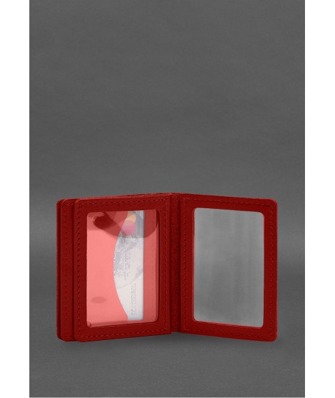 Leather cover for driver's license, ID and plastic cards 2.1 red