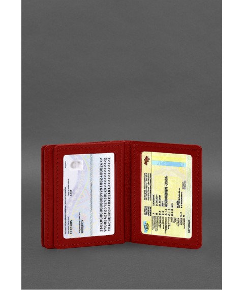 Leather cover for driver's license, ID and plastic cards 2.1 red