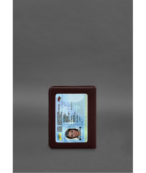 Leather cover for driver's license, ID and plastic cards 2.1 burgundy