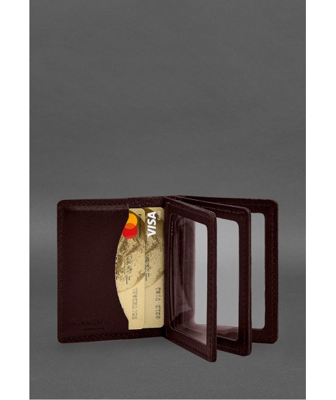 Leather cover for driver's license, ID and plastic cards 2.1 burgundy