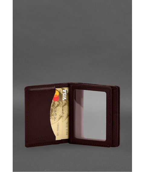 Leather cover for driver's license, ID and plastic cards 2.1 burgundy