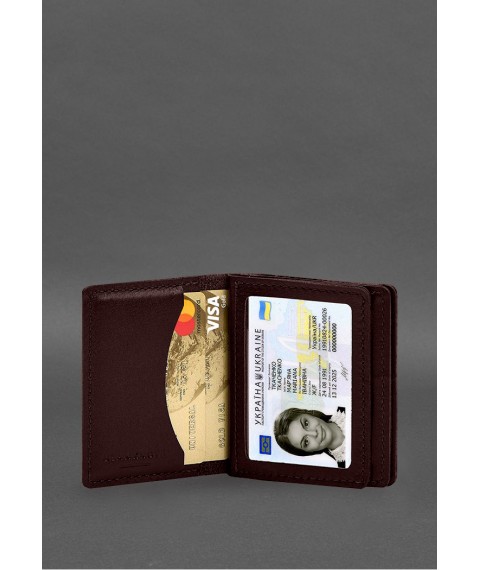 Leather cover for driver's license, ID and plastic cards 2.1 burgundy