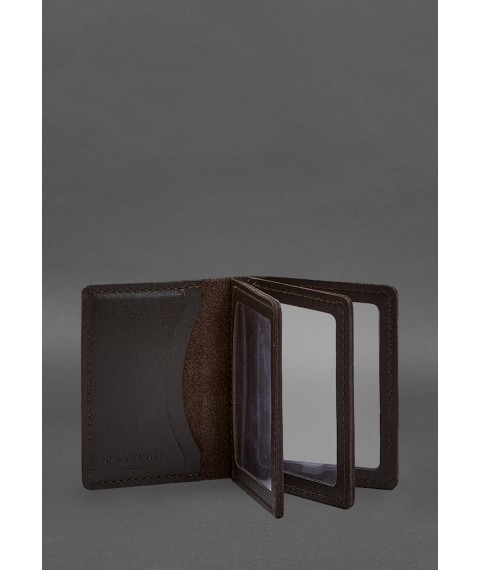Leather cover for driver's license, ID and plastic cards 2.1 brown