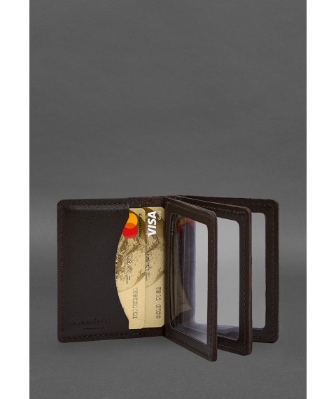 Leather cover for driver's license, ID and plastic cards 2.1 brown