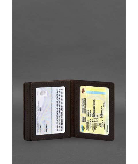 Кожаная обложка для водительского удостоверения, ID и пластиковых карт 2.1 коричневая