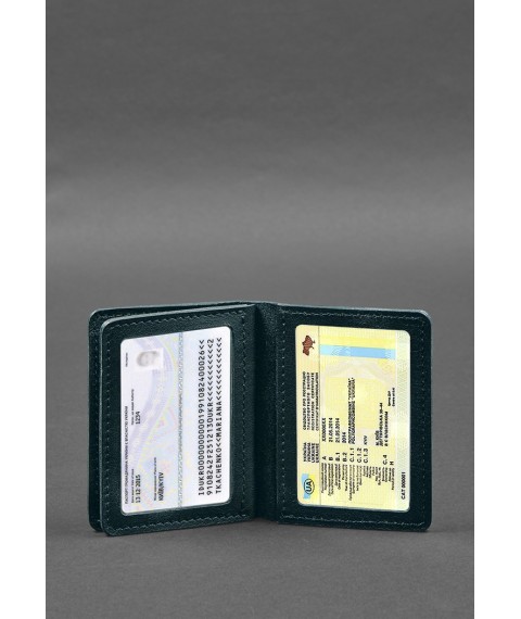 Leather cover for driver's license, ID and plastic cards 2.0 green