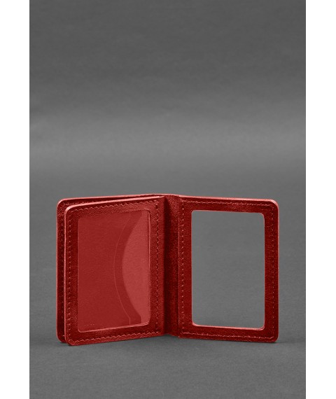 Leather cover for driver's license, ID and plastic cards 2.0 red