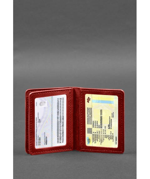 Leather cover for driver's license, ID and plastic cards 2.0 red