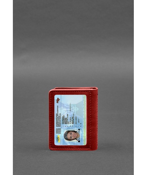 Leather cover for driver's license, ID and plastic cards 2.0 red