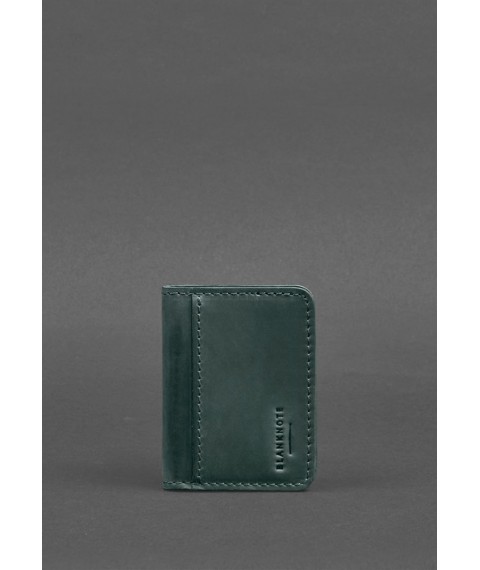 Leather cover for ID passport and driver's license 4.1 green Crazy Horse with coat of arms