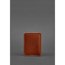 Leather cover for ID passport and driver's license 4.1 light brown with coat of arms