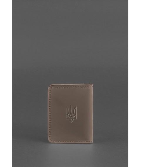 Leather cover for ID passport and driver's license 4.1 dark beige with coat of arms