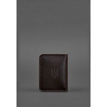 Шкіряна обкладинка для ID-паспорта і водійських прав 4.1 коричнева з гербом України