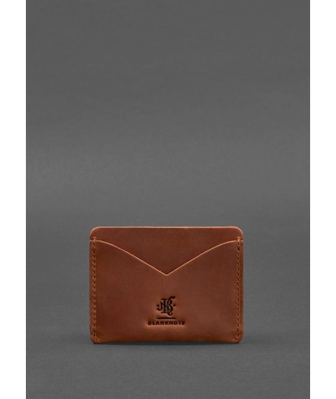 Leather business card holder 5.0 light brown Crazy Horse