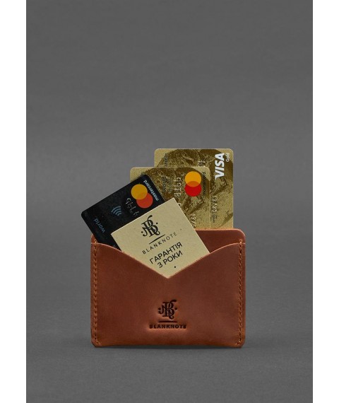 Leather business card holder 5.0 light brown Crazy Horse