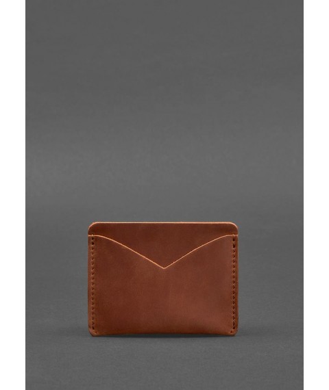 Leather business card holder 5.0 light brown Crazy Horse