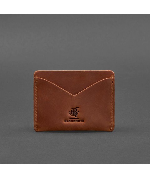 Leather business card holder 5.0 light brown Crazy Horse
