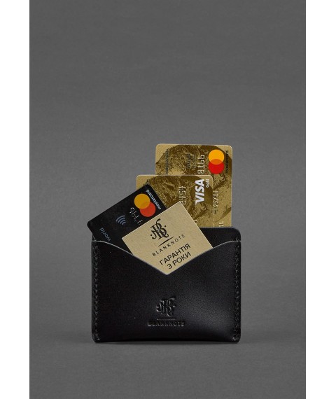 Leather business card holder 5.0 charcoal black
