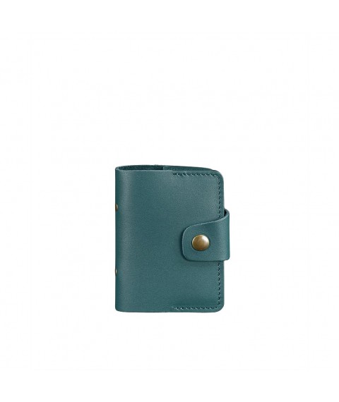 Women's leather card case 7.1 (Book) green