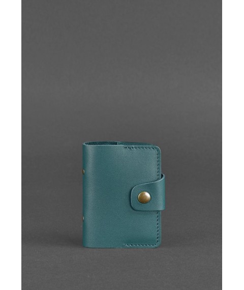 Women's leather card case 7.1 (Book) green