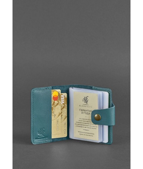 Women's leather card case 7.1 (Book) green