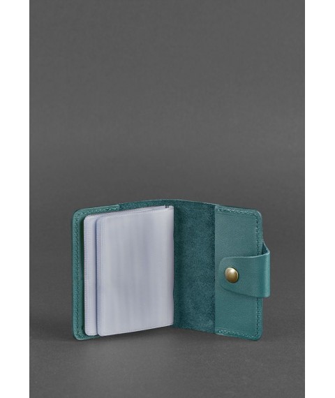 Women's leather card case 7.1 (Book) green