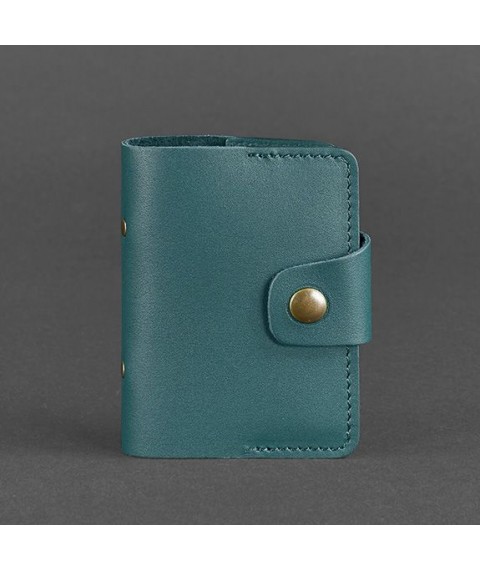 Women's leather card case 7.1 (Book) green