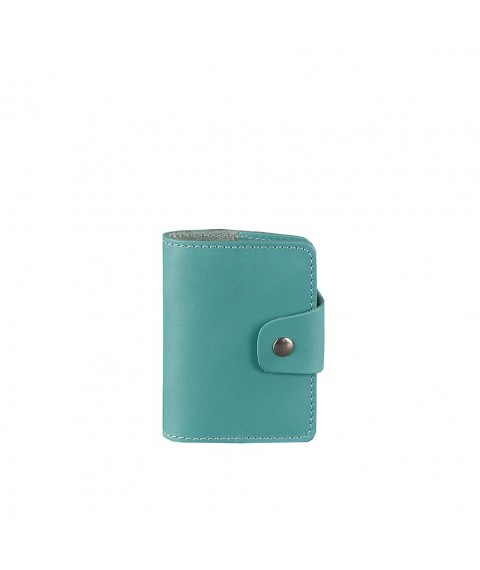 Women's leather card case 7.1 (Book) turquoise