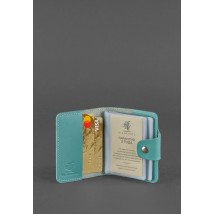 Women's leather card case 7.1 (Book) turquoise