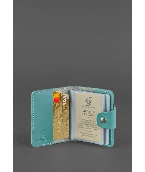 Women's leather card case 7.1 (Book) turquoise