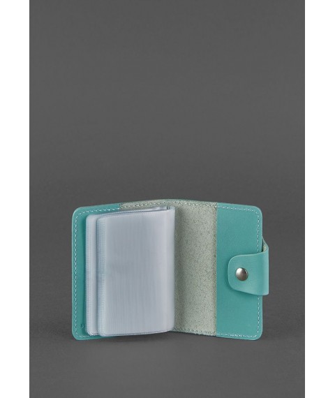 Women's leather card case 7.1 (Book) turquoise