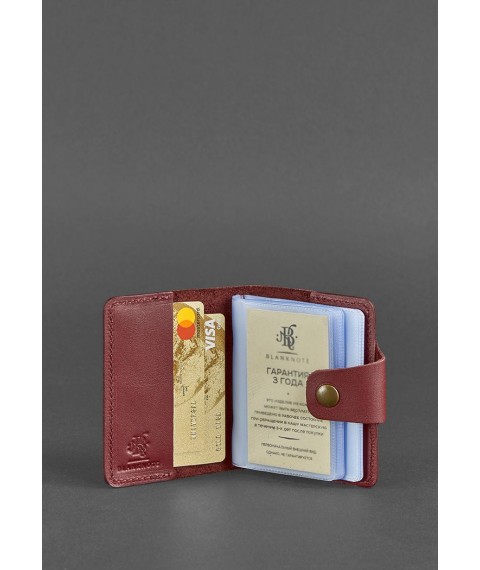 Women's leather card case 7.1 (Book) burgundy