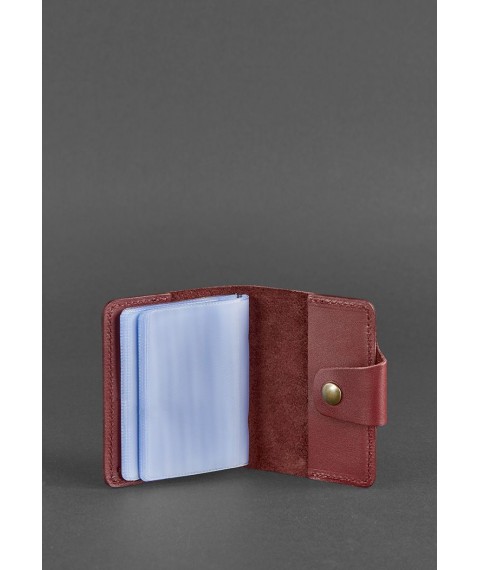 Women's leather card case 7.1 (Book) burgundy