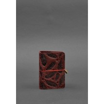 Женский кожаный кард-кейс 7.0 бордовый с перьями